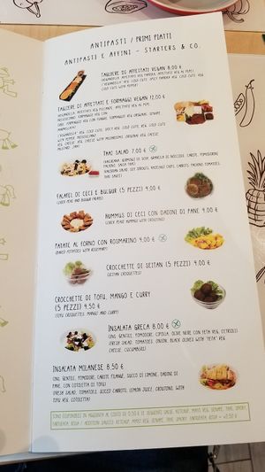 Menu page 1 at Universo Vegano in Florence