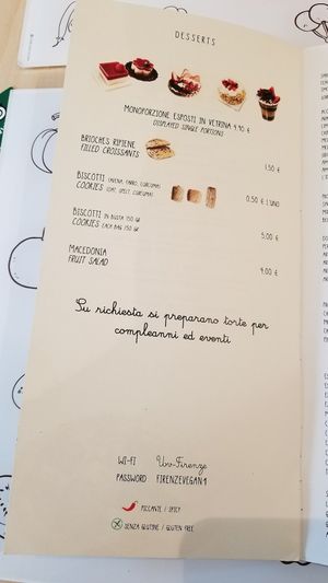 Dessert Menu at Universo Vegano in Florence