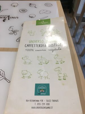 English menu + at Universo Vegano in Florence