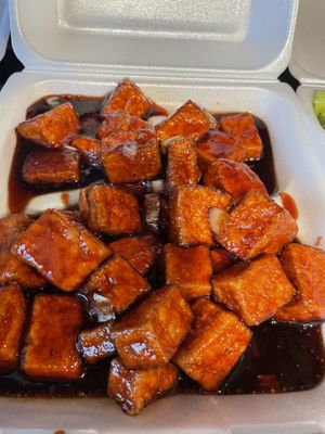 Orange tofu  at Dynasty in Big Bear Lake