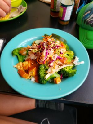 Korean BBQ Bowl with Tofu at Laughing Planet Cafe in Bend