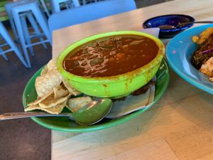 V3ggie chili at Laughing Planet Cafe in Bend
