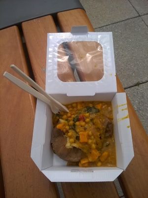 Jacket Potato with Spinach, Chick Pea and Sweet Potato Curry at Spud and Lettuce in Newcastle Upon Tyne