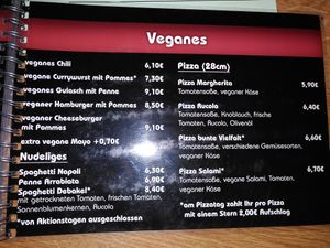 Vegan menu at Debakel in Hannover