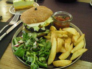 Burger at Bhajan Cafe in Riga