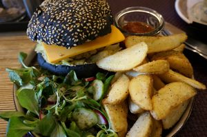Burger at Bhajan Cafe in Riga
