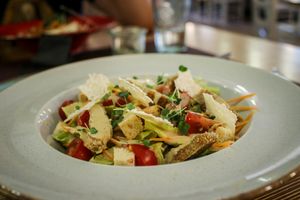 caesar salad  at Bhajan Cafe in Riga