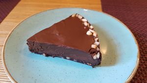 Chocolate pie at Bhajan Cafe in Riga