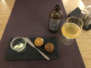 Apply and Jasmine Kombucha  at Bhajan Cafe in Riga