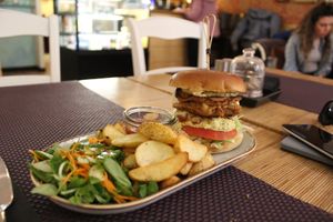 Best burger ever! at Bhajan Cafe in Riga