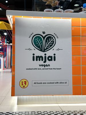 Imjai Vegan sign  at Im Jai - Veg Food Stall in Chiang Mai