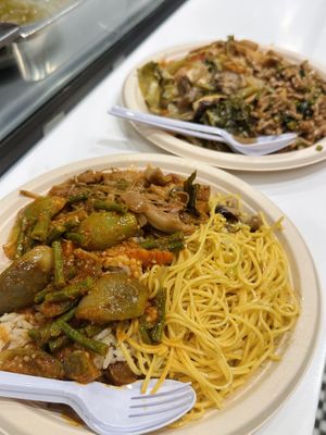 Brown rice w/ 3 toppings (55 THB)  at Im Jai - Veg Food Stall in Chiang Mai