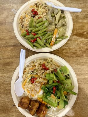 2 plates and veggie nuggets for 120 THB  at Im Jai - Veg Food Stall in Chiang Mai
