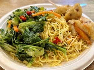2 toppings (55 THB), Veggie nugget (20 THB)  at Im Jai - Veg Food Stall in Chiang Mai