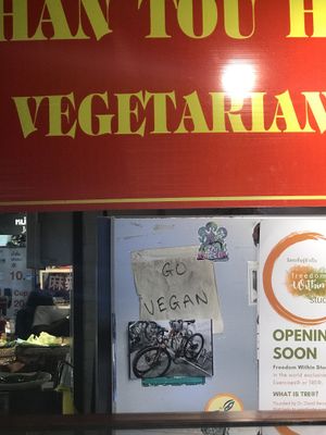 Go vegan sign at Im Jai - Veg Food Stall in Chiang Mai
