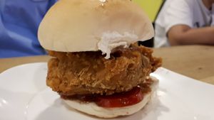 Vegan burger, very tasty! at Im Jai - Veg Food Stall in Chiang Mai