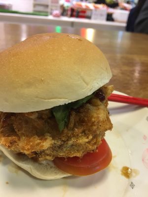 35 baht burger - not at all fresh haha, but tasty as at Im Jai - Veg Food Stall in Chiang Mai