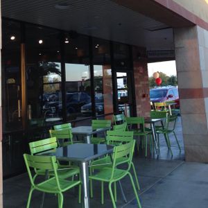 outside eating area on both sides of the building at MAD Greens in Scottsdale