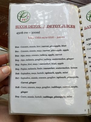 Menu  at Cape Fruit in Santa Maria