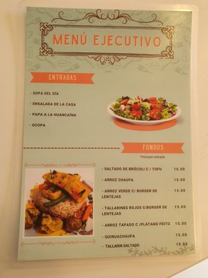 menu del día, 15 soles at OKEY Al Natural in Lima