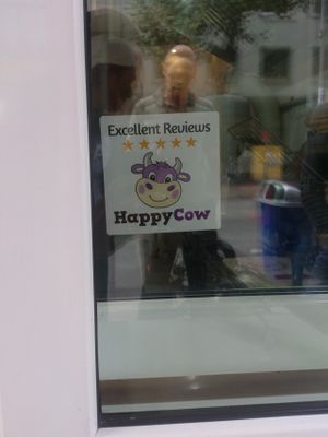 5 Happy Cows, countless happy customers! at Aroma Vegan in Frankfurt