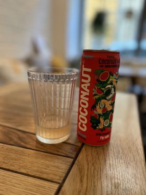 Coconut water with watermelon juice  at Naspolya Nassolda in Budapest