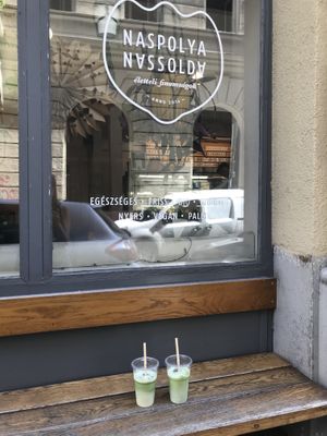 Iced matcha latte  at Naspolya Nassolda in Budapest