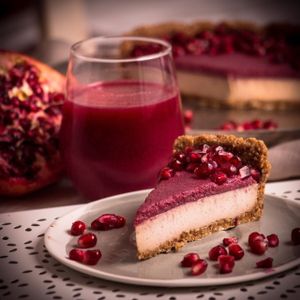 Pomegranate "cheesecake" at Naspolya Nassolda in Budapest