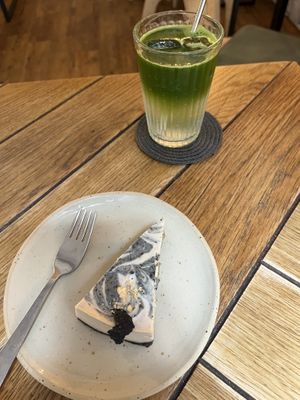 black sesame matcha cheesecake   at Naspolya Nassolda in Budapest