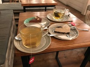 Cakes and tea at Naspolya Nassolda in Budapest