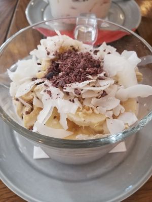 Banana&coconut flake granola! at Naspolya Nassolda in Budapest
