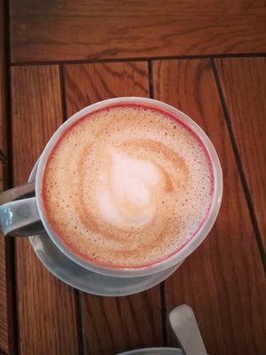 Almond milk cappuccino at Naspolya Nassolda in Budapest