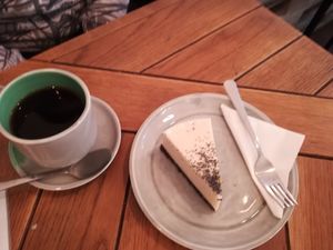 Poppy seed & lemon cake with coffee at Naspolya Nassolda in Budapest