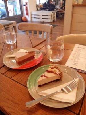 Amazing raw vegan cheesecake  at Naspolya Nassolda in Budapest