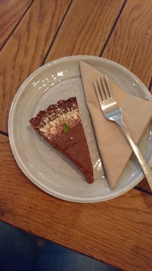 Raw cacao and mint cake at Naspolya Nassolda in Budapest