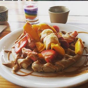 Loaded waffle at Judahlicious in San Francisco