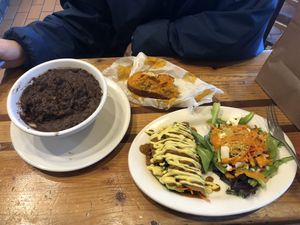 Dahnu wrap and house chili at Judahlicious in San Francisco