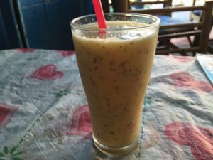 Passion fruit, banana and pineapple shake, 45 baht at Peppermaint Guesthouse in Chiang Mai