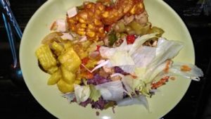 Food from buffet at Peppermaint Guesthouse in Chiang Mai