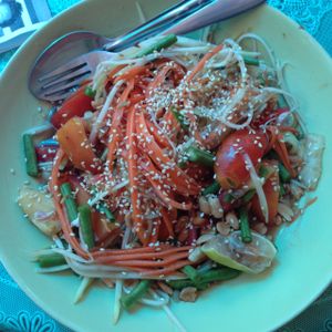 amazing papaya salad! at Peppermaint Guesthouse in Chiang Mai