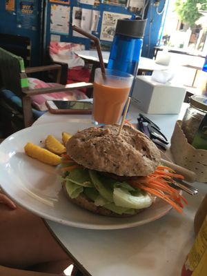 Falafel burger  at Peppermaint Guesthouse in Chiang Mai