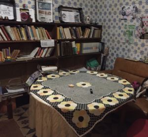 One of the tables (and their dog) at Res da Rua in Porto