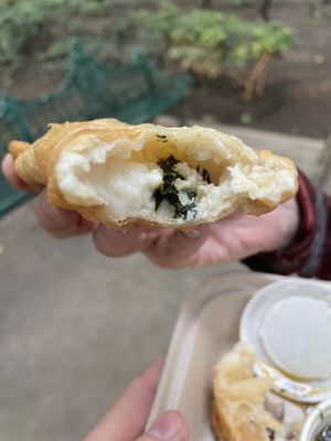 Vegan cheese and spinach   at U.to.pi.a in Mexico City