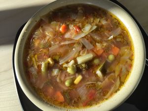 Minestrone soup. at Nut Tree Cafe in North Vancouver