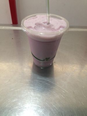 Milkshake with organic cherries and Almond milk  at BioKarma in Ibiza