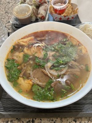 Spicy noodle soup  at Tofoo Com Chay in San Jose