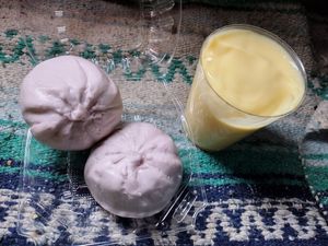 Vegan taro bun and vanilla pudding!!!!!!! at Tofoo Com Chay in San Jose