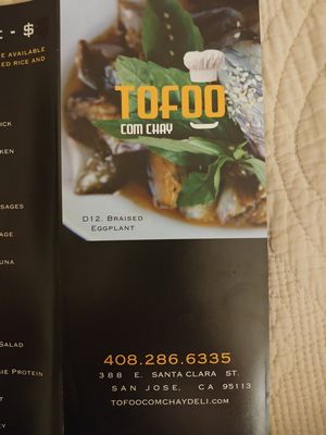 Menu 1 of 6 at Tofoo Com Chay in San Jose