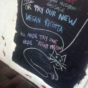 Happy vegan :) at Salvatore's  in Halifax