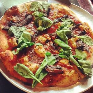 Vegan ricotta, spinach and portobellos  at Salvatore's  in Halifax
